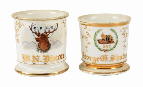 LOT OF 2: FRATERNAL SHAVING MUGS