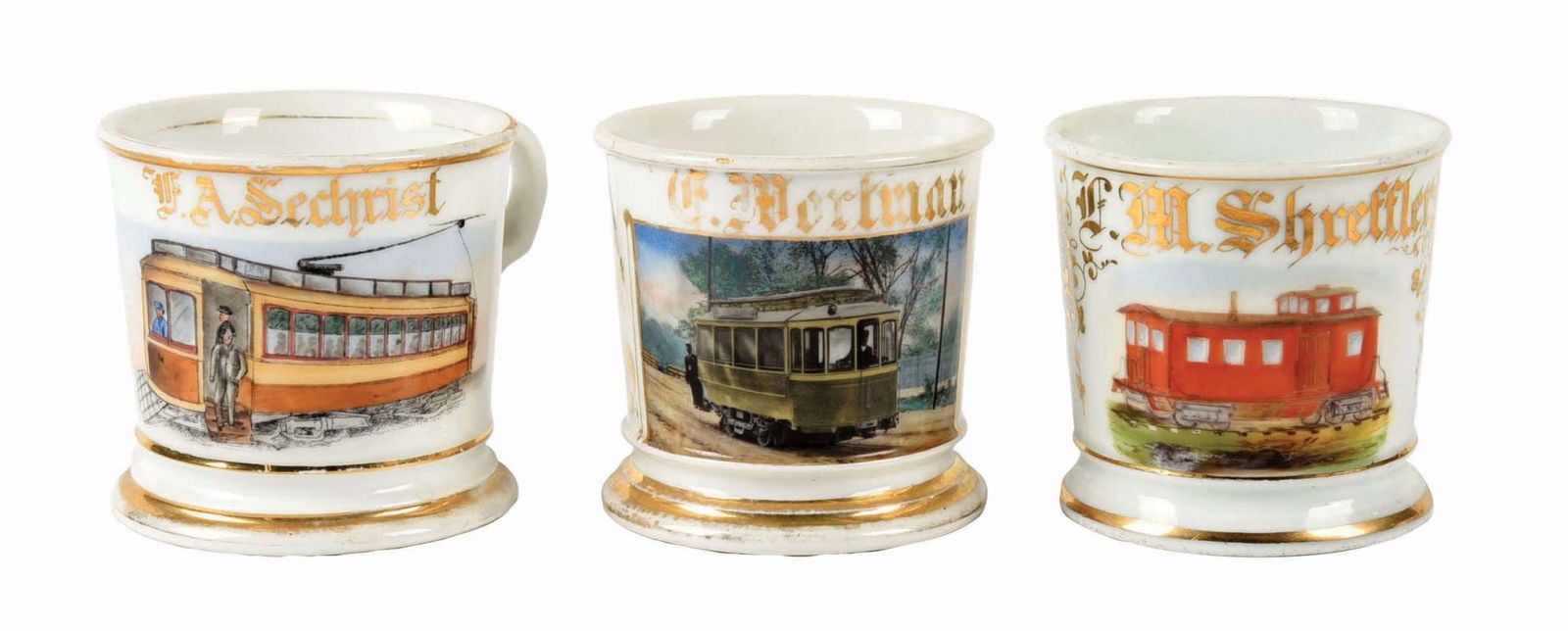 LOT OF 3: TRAIN-RELATED SHAVING MUGS (1 of 4)