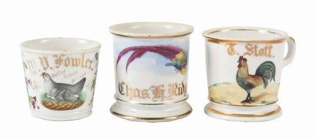 LOT OF 3: FARM ANIMAL-RELATED SHAVING MUGS