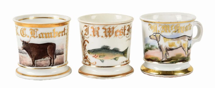 LOT OF 3: ANIMAL SHAVING MUGS