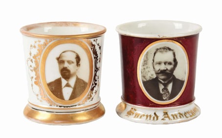 LOT OF 2: PHOTOGRAPHIC SHAVING MUGS