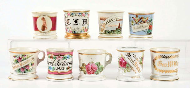 LOT OF 9: SHAVING MUGS