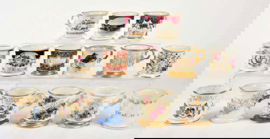 LOT OF 15: SHAVING MUGS