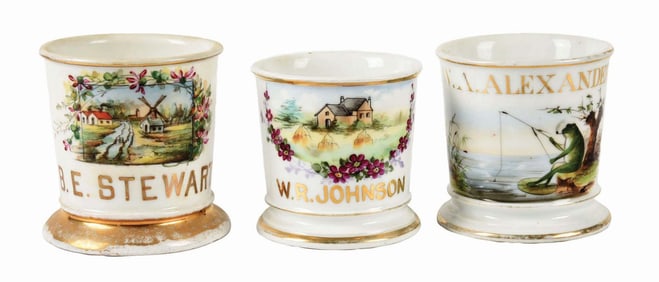 LOT OF 3: SCENIC SHAVING MUGS