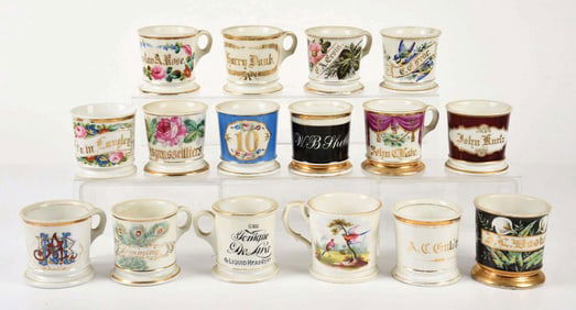LOT OF 16: SHAVING OCCUPATIONAL SHAVINGS MUGS