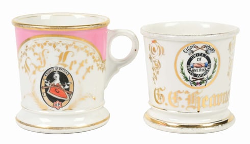 LOT OF 2: FRATERNAL SHAVING MUGS.