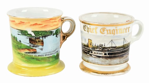 LOT OF 2: STEAM BOAT SHAVING MUGS