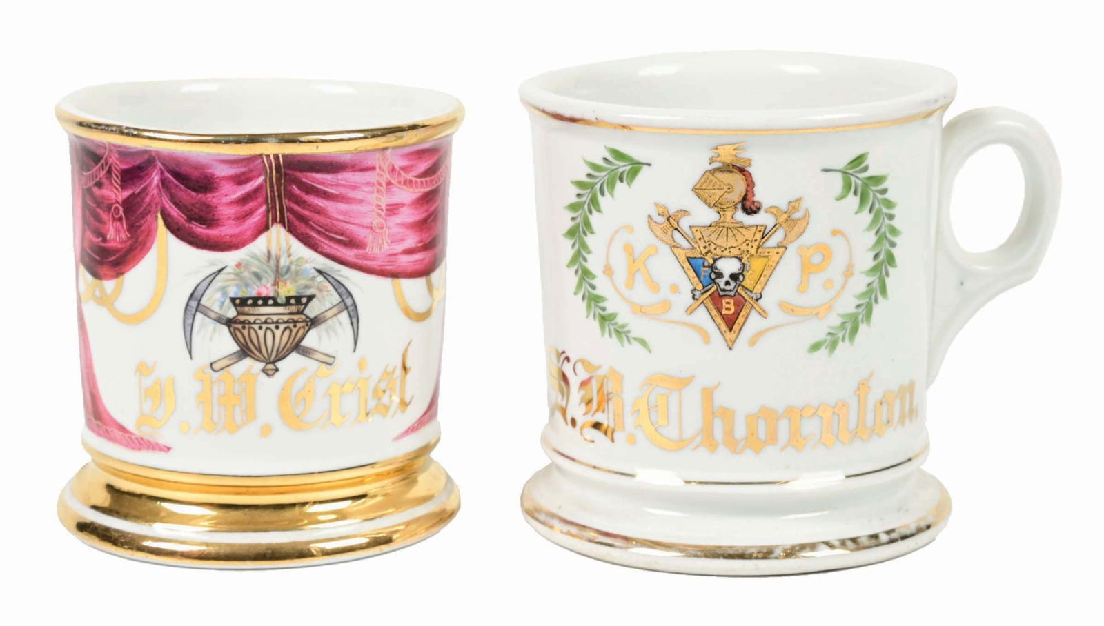 LOT OF 2: FRATERNAL SHAVING MUGS. (1 of 4)