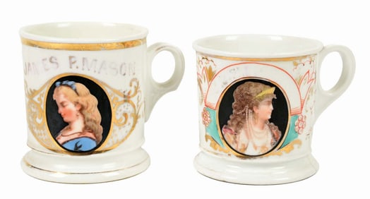 LOT OF 2: PORTRAIT SHAVING MUGS.