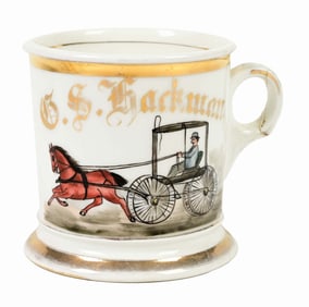 HORSE-DRAWN CARRIAGE SHAVING MUG.