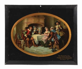 FERD EFFINGER'S TIN OVER CARDBOARD LITHOGRAPH SIGN