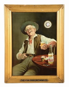 F.W. COOK BREWING CO. TIN LITHOGRAPH W/ ORIGINAL FRAME