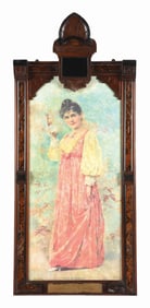 ANHEUSER-BUSCH "THE HOSTESS" PINK DRESS BUDWEISER GIRL LITHOGRAPH