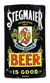 STEGMAIER BEER PORCELAIN CORNER SIGN