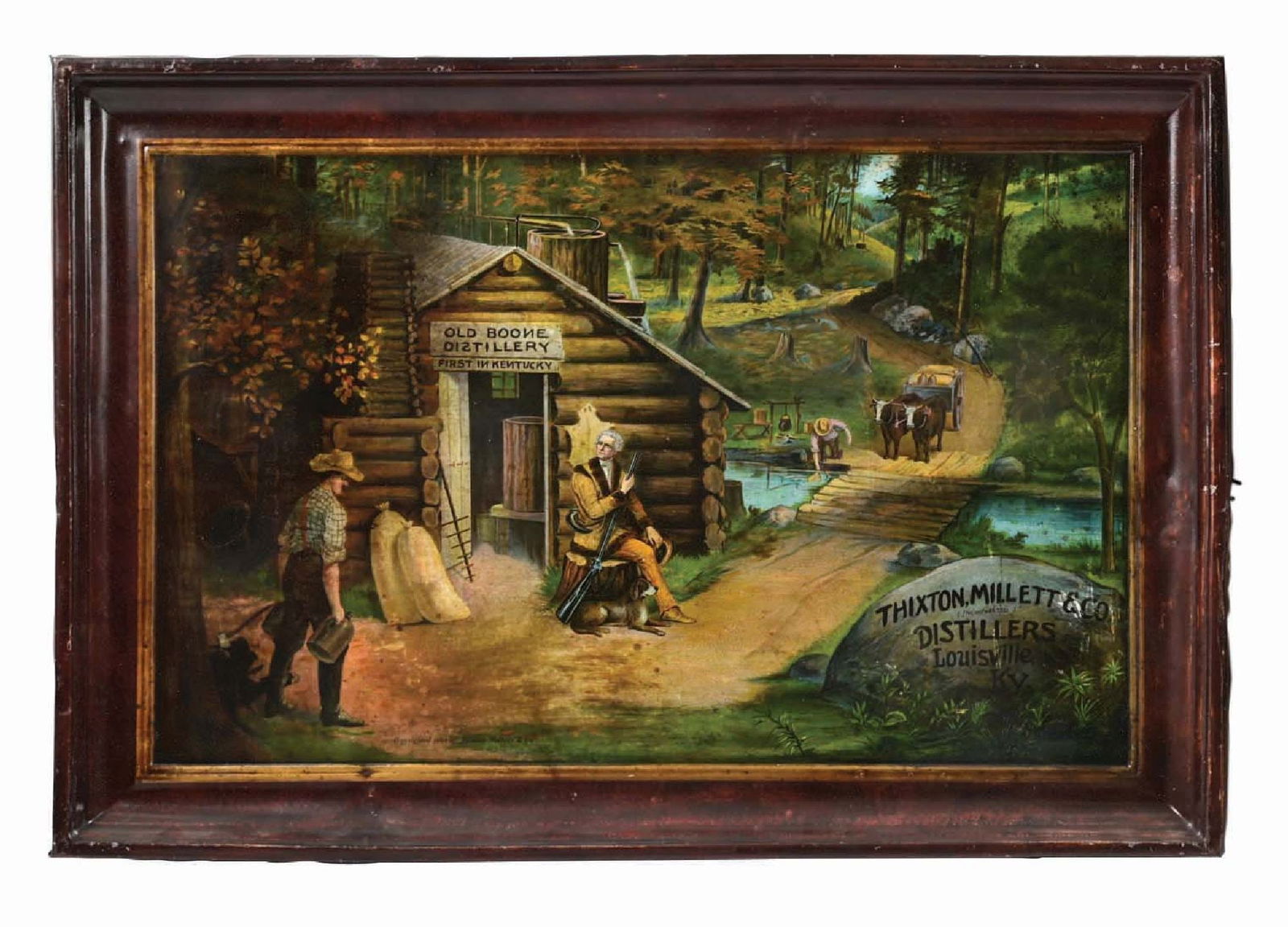 THIXTON, MILLETT & CO. OLD BOONE DISTILLERY SELF FRAMED TIN LITHOGRAPH (1 of 2)