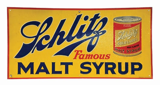 SCHLITZ MALT SYRUP TIN SIGN