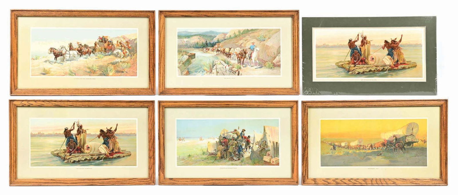 LOT OF 6: FRAMED & UNFRAMED BUDWEISER WESTERN SCENE ADVERTISEMENTS (1 of 8)