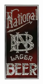 NATIONAL LAGER BEER REVERSE GLASS SIGN