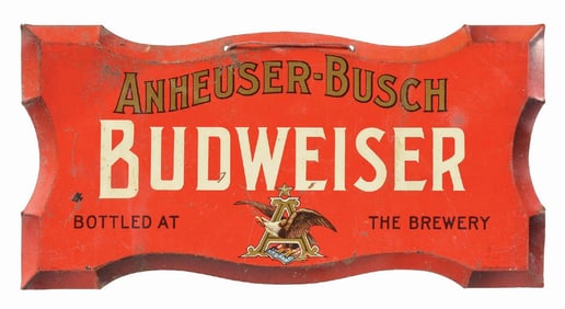 ANHEUSER-BUSCH BUDWEISER DIE-CUT TIN SIGN