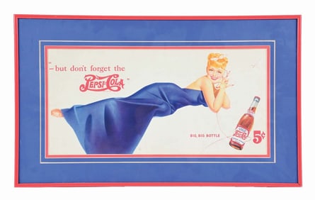 PEPSI-COLA 5¢ PIN-UP GIRL CARDBOARD SIGN