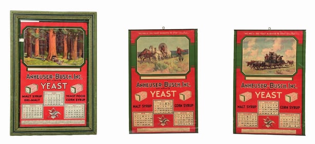 LOT OF 3: ANHEUSER-BUSCH, INC. YEAST LITHOGRAPH CALENDARS, 1933, 1934 & 1937