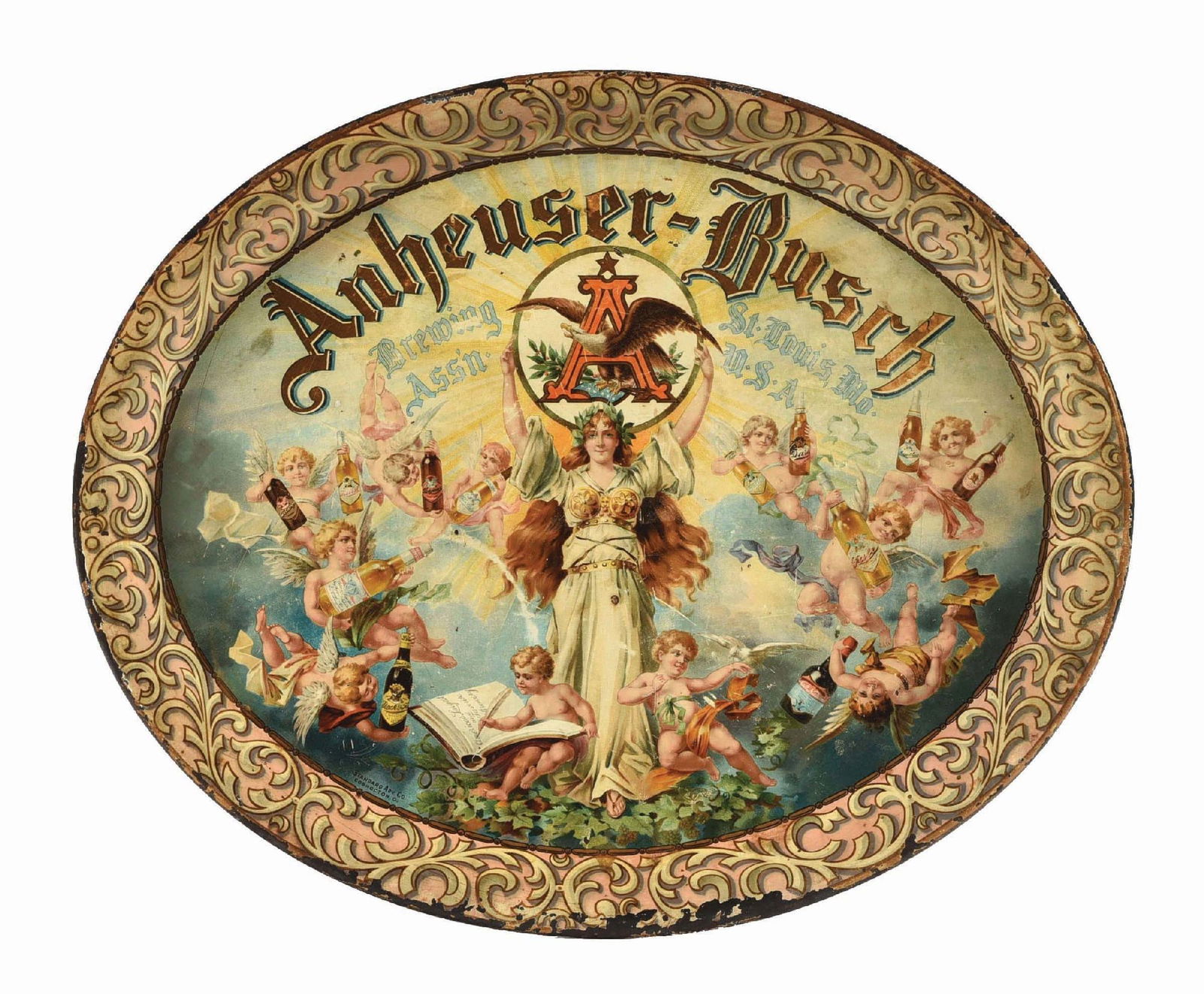 ANHEUSER-BUSCH OVAL CHERUB TRAY (1 of 4)