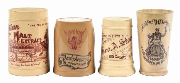 LOT OF 4: PRE-PROHIBITION BREWERY STEINS