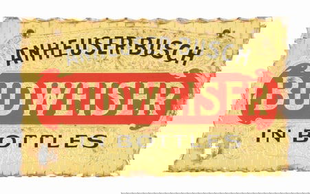 ANHEUSER-BUSCH BUDWEISER IN BOTTLES PINCHED EDGE REVERSE GLASS HANGING SIGN