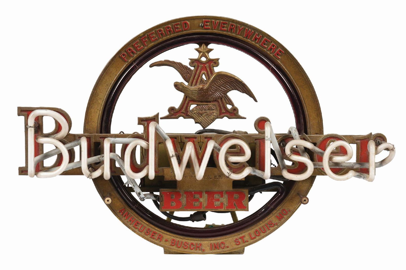 ANHEUSER-BUSCH BUDWEISER BEER NEON SIGN (1 of 2)