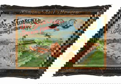 JOSEPH STOECKLE BREWING CO. DIAMOND STATE BREWERY WILMINGTON, DELAWARE SELF FRAMED TIN LITHOGRAPH