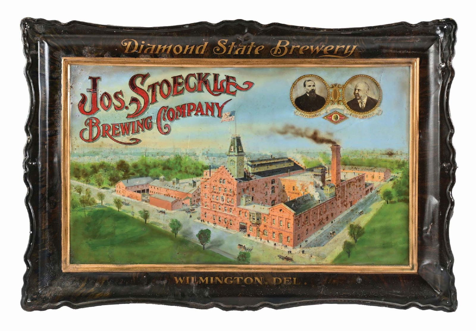 JOSEPH STOECKLE BREWING CO. DIAMOND STATE BREWERY WILMINGTON, DELAWARE SELF FRAMED TIN LITHOGRAPH (1 of 2)