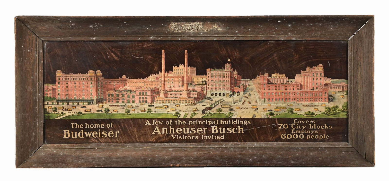ANHEUSER-BUSCH THE HOME OF BUDWEISER TIN LITHOGRAPH FACTORY SCENE (1 of 2)