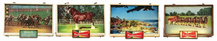 LOT OF 4: BUDWEISER PLASTIC & METAL LIGHT-UP SIGNS