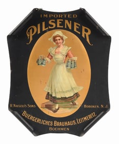 R. NAEGELI'S SONS BUERGERLICHES BRAUHAUS, LEITZMERITZ ROLLED EDGE TIN LITHOGRAPH