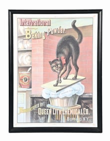 QUEEN CITY CHEMICAL CO. INTERNATIONAL BAKING POWDER BLACK CAT PRINTER'S PROOF LITHOGRAPH