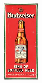 BUDWEISER KING OF BOTTLED BEER METAL SIGN
