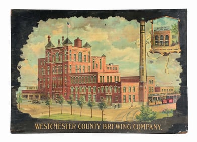 WESTCHESTER COUNTY BREWING CO. DECAL TRANSFER ON WOOD LITHOGRAPH