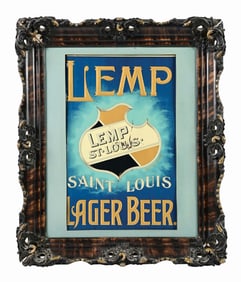 LEMP ST. LOUIS LAGER BEER TIN LITHOGRAPH SIGN