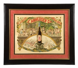 EBERHARD ANHEUSER CO. ST. LOUIS LAGER BEER FACTORY SCENE LITHOGRAPH