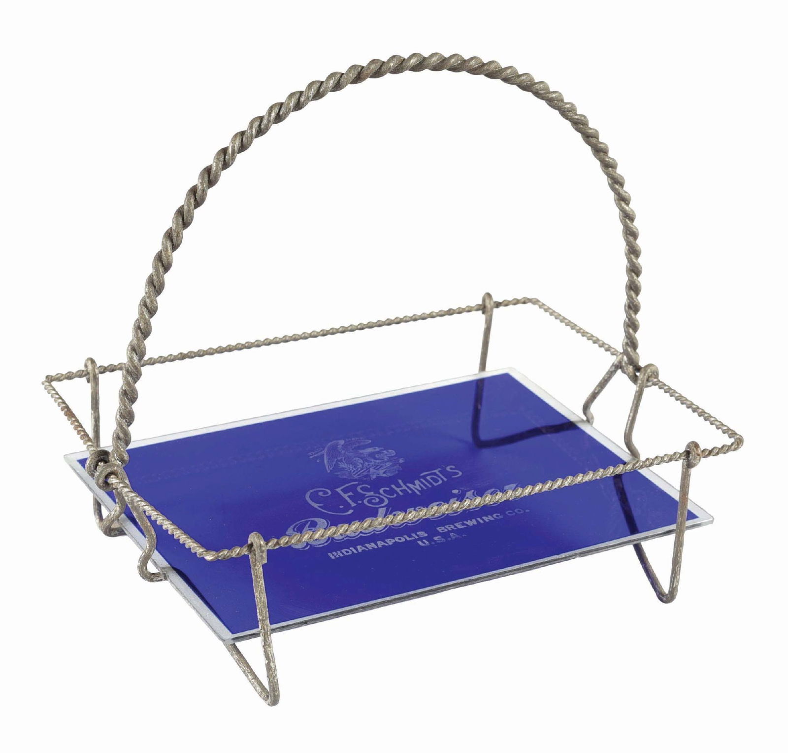 C. F. SCHMIDT'S BUDWEISER BEER REVERSE GLASS CARRYING TRAY (1 of 5)