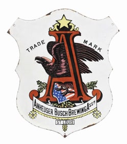 ANHEUSER-BUSCH BREWING ASS'N PORCELAIN SHIELD SIGN