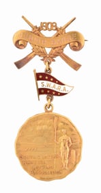 1908 S.W.A.R.A. MEDAL SOUTHWESTERN AMATEUR ROWING ASSN. JUNIOR BARGE BADGE