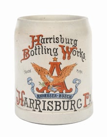 ANHEUSER-BUSCH HARRISBURG BOTTLING WORKS STONEWARE STEIN