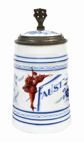 FAUST BEER COBALT BLUE LITHOPHANE BEER STEIN