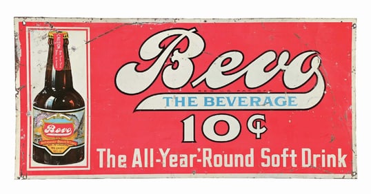 ANHEUSER-BUSCH BEVO 10¢ TIN SIGN