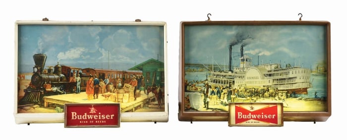 LOT OF 2: BUDWEISER KING OF BEERS PLASTIC LIGHT-UP SIGNS