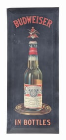 ANHEUSER-BUSCH BUDWEISER LAGER BEER - CARL CONRAD & CO. TIN OVER CARDBOARD SIGN