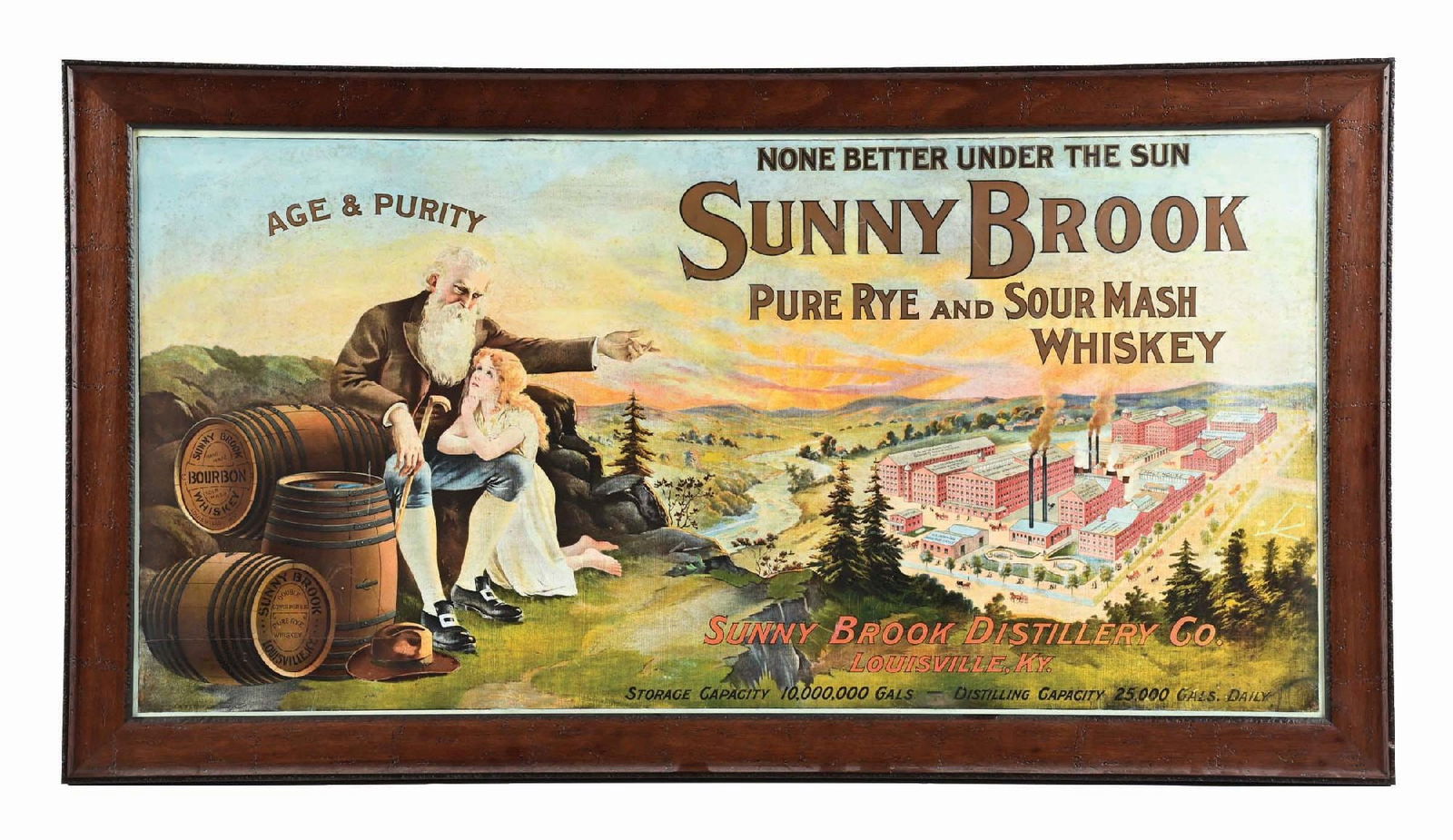 SUNNY BROOK PURE RYE WHISKEY TIN LITHOGRAPH SIGN (1 of 3)
