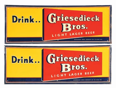 PAIR OF GRIESEDIECK BROS. TIN SIGNS