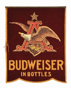 ANHEUSER-BUSCH BUDWEISER IN BOTTLES FELT BANNER
